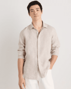 100% European Linen Relaxed Long Sleeve Shirt what to wear to a wedding 